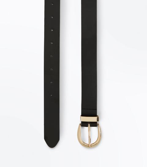 Black Premium Leather Belt New Look