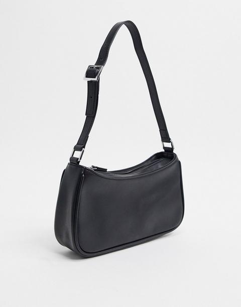 Monki - Odessa - Sac Porté Épaule En Imitation Cuir - Noir