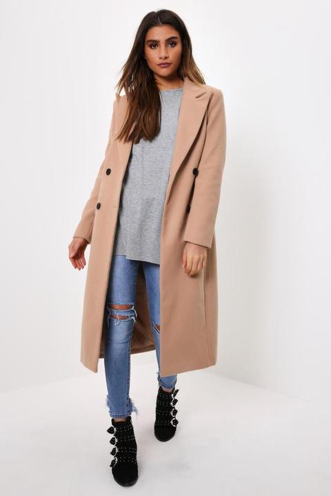 Camel Double Breasted Duster Jacket