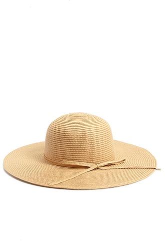 Forever 21 Straw Bow-trim Sun Hat Tan