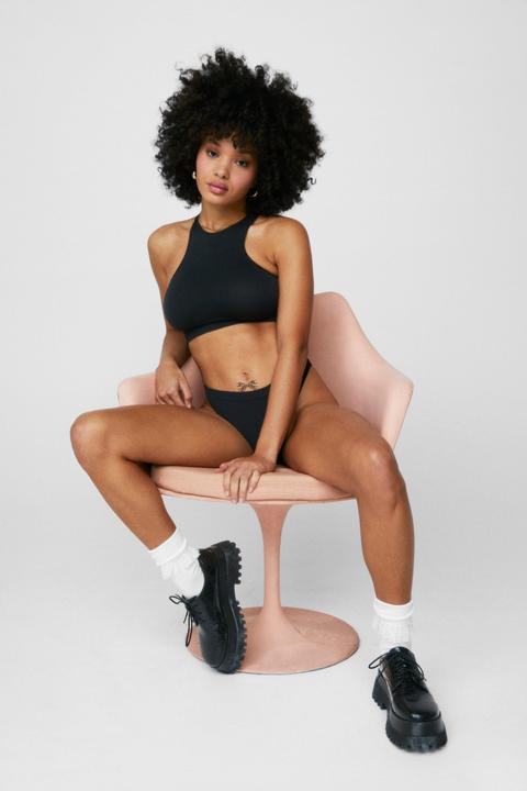 Womens Seamless Racerback Bralette And Knickers Set