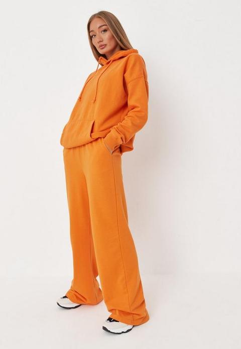 Orange Missguided Loopback Wide Leg Joggers, Orange