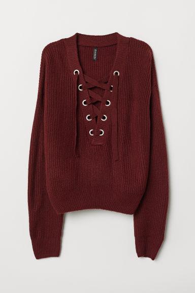 H & M - Pullover In Maglia Con Lacci - Rosso