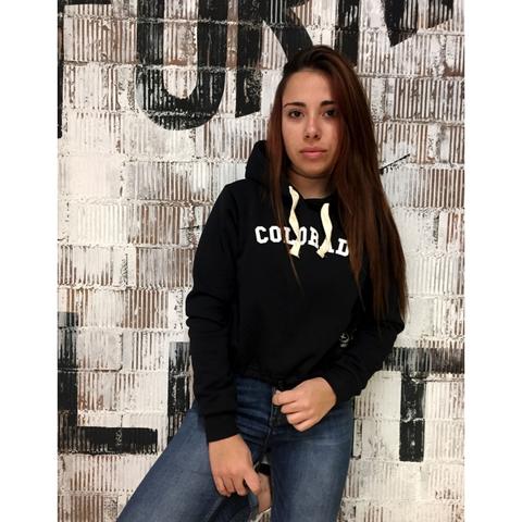 Sudadera Mujer Uissos Negra Con Capucha Colorado Con Cordón