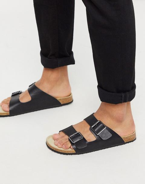 Asos Design Sandals In Black With Buckle