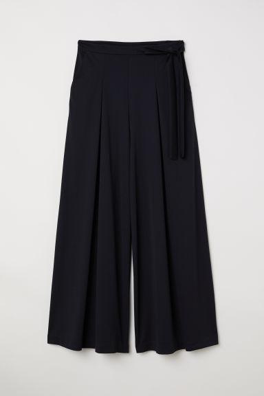 H & M - Pantalón Ancho Con Tiras - Negro