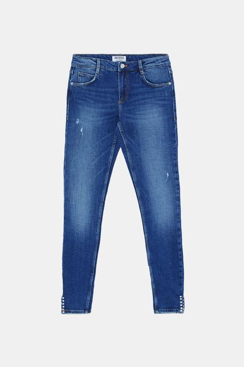 Jeans Power Stretch Con Perle