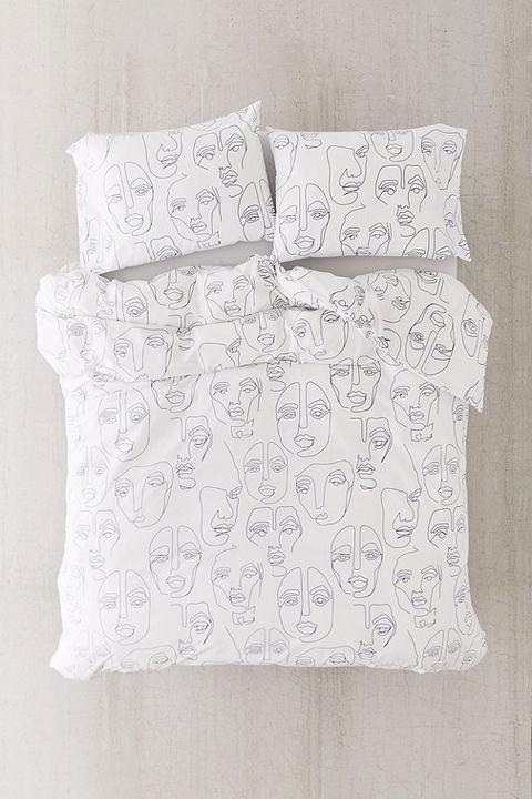 Faces Duvet Cover Set - White King At Urban Outfitters