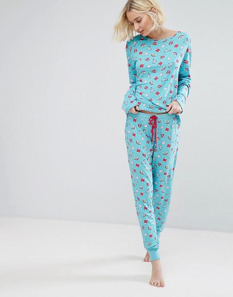 Chelsea Peers - Pigiama Lungo Con Unicorni E Arcobaleno - Multicolore