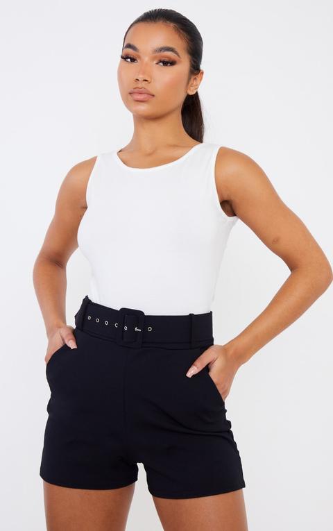 Black Belted Tailored Short