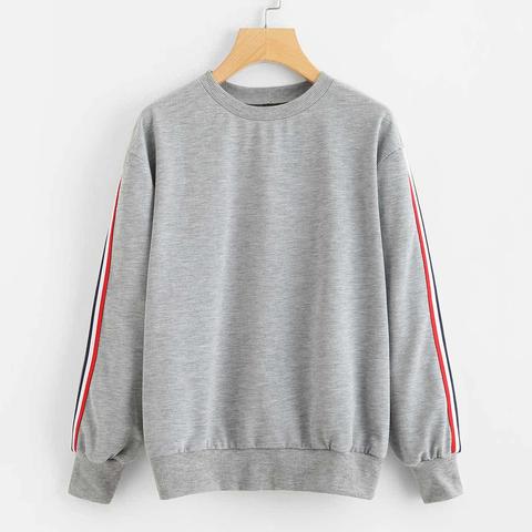 Stile Carino A Righe Pullover Grigio Felpe