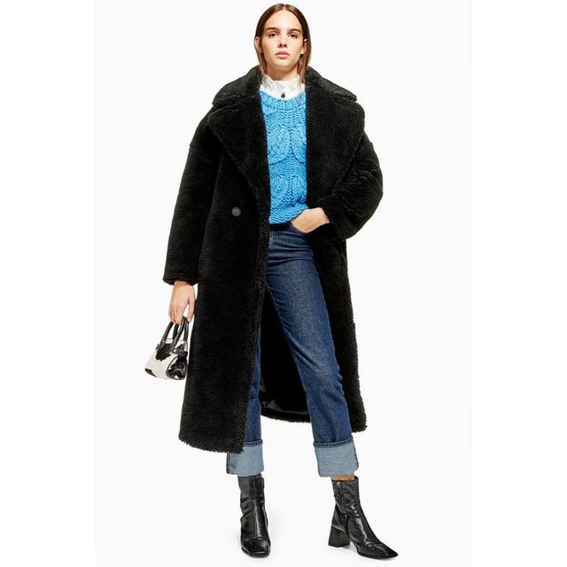 black longline borg coat