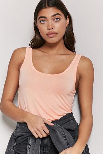 Forever 21 Dolphin-hem Tank Top Light Pink