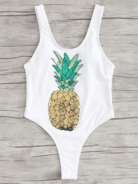 Costume Da Bagno Con Paillettes All'ananas