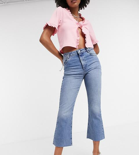 Reclaimed Vintage Inspired The '85 Crop Flare With Raw Hem In Washed Blue-azul