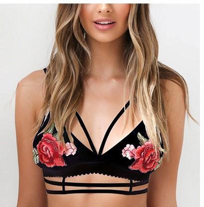 Top Con Ricamo A Fiore Rose Bralette