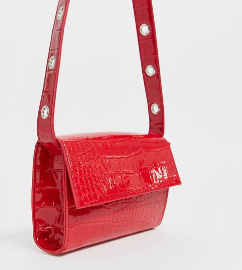 Glamorous - Exclusive - Sac Bandoulière Verni Effet Peau De Serpent - Rouge