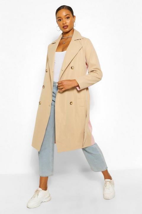 Womens Contrast Colour Trench Coat - Pink - 6, Pink