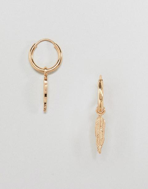 Chained & Able Gold Feather Earrings - Gold