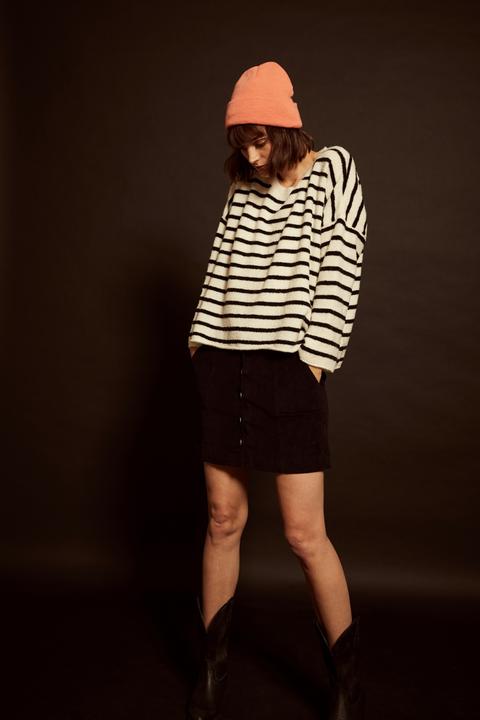 Jersey Stripes Ecru & Negro