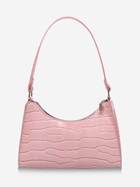 Bolso Al Hombro Textura Cuero Charol White Black Light Pink Deep Green