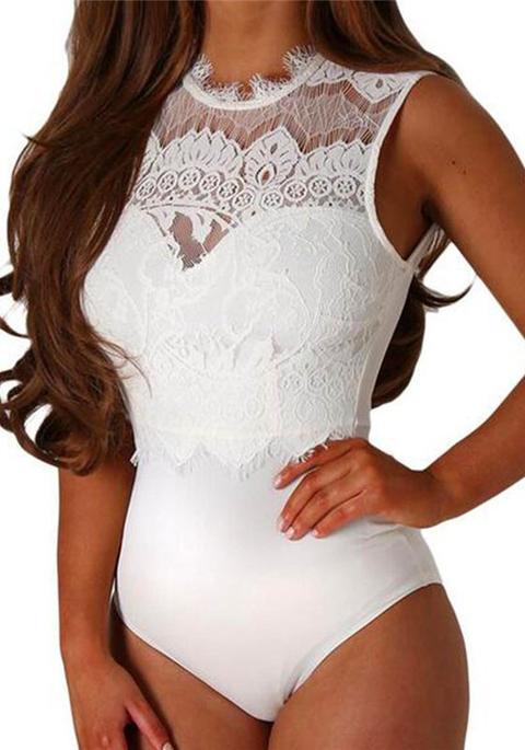 Tuta Lingerie Casuale Pizzo Aperto Bianco