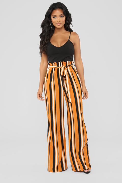 Skip The Basics Multi Stripe Jumpsuit - Black/mustard