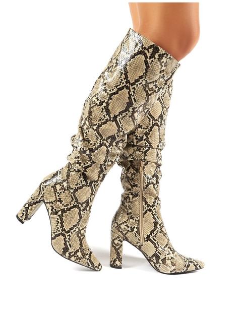 Mine Snakeskin Knee High Boots