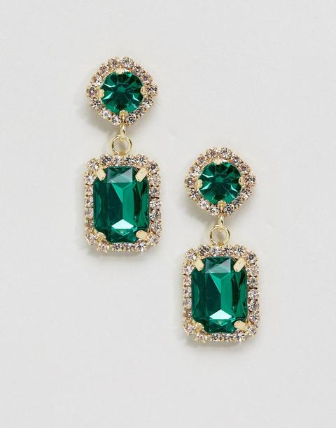 Asos - Orecchini Pendenti Con Due Pietre - Verde