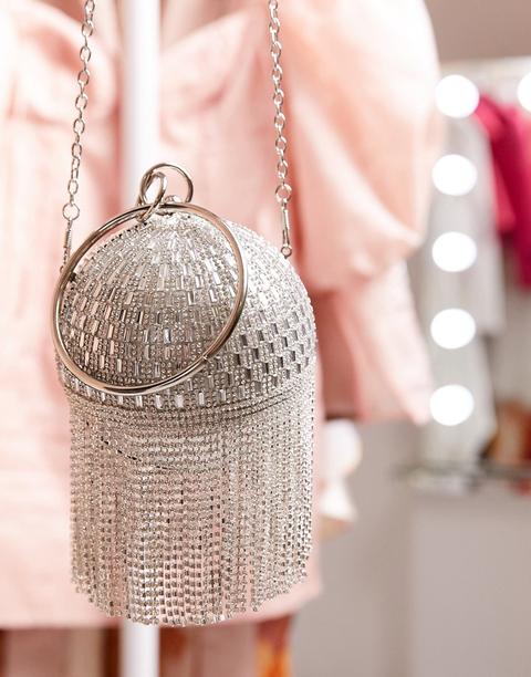 asos silver bag