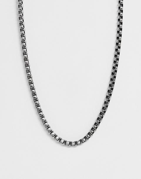 Steve Madden Mens Box Chain Necklace 26in In Stainless Steel