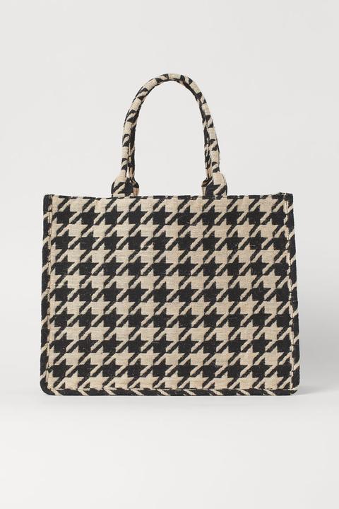 Jacquard-weave Handbag - Black