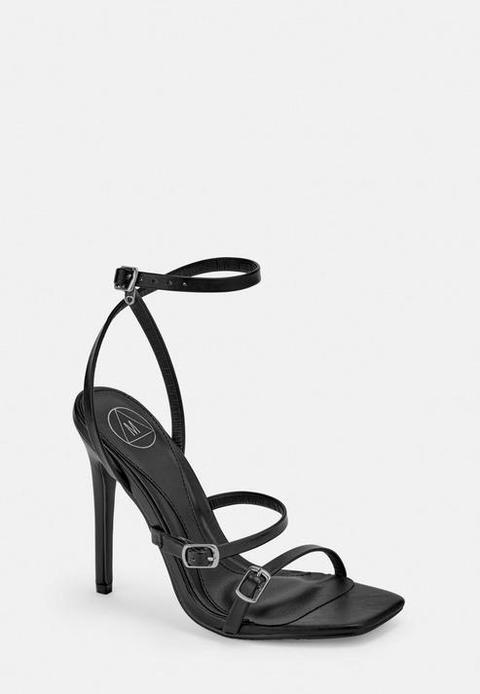 3 strap black heels