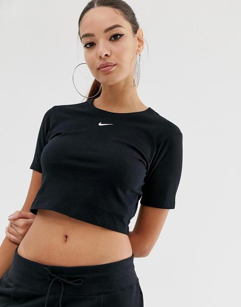 Nike Black - Top Corto Con Logo Nike Piccolo - Nero