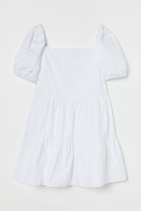 H & M+ Short Cotton Dress - White