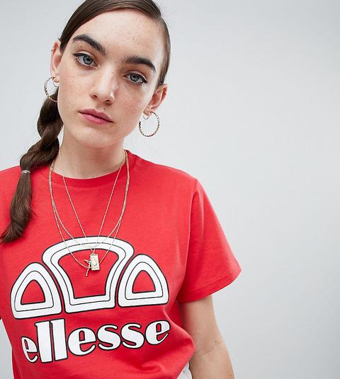 Ellesse - T-shirt Boyfriend Oversize Con Logo Sul Petto - Rosso