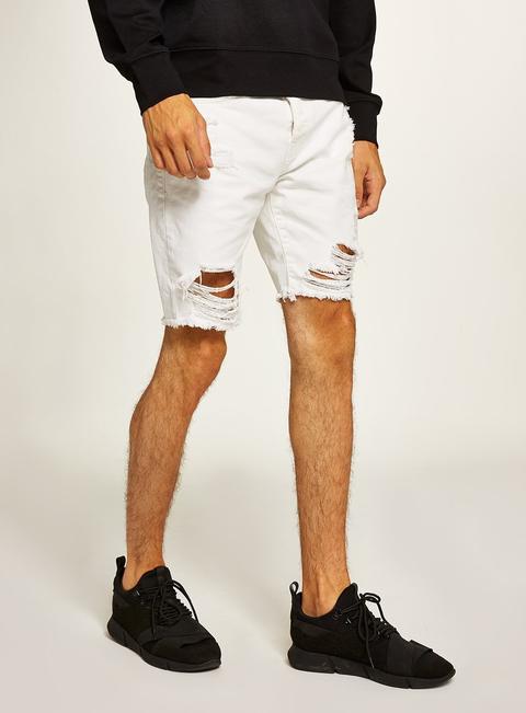 white ripped denim shorts mens