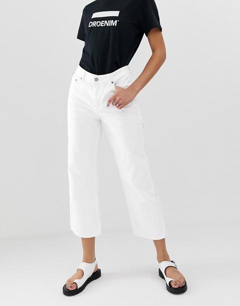 Dr Denim - Cadell - Jeans Cropped Vita Medio Alta Con Fondo Ampio - Bianco