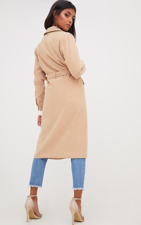 Beige Longline Belted Trench Coat