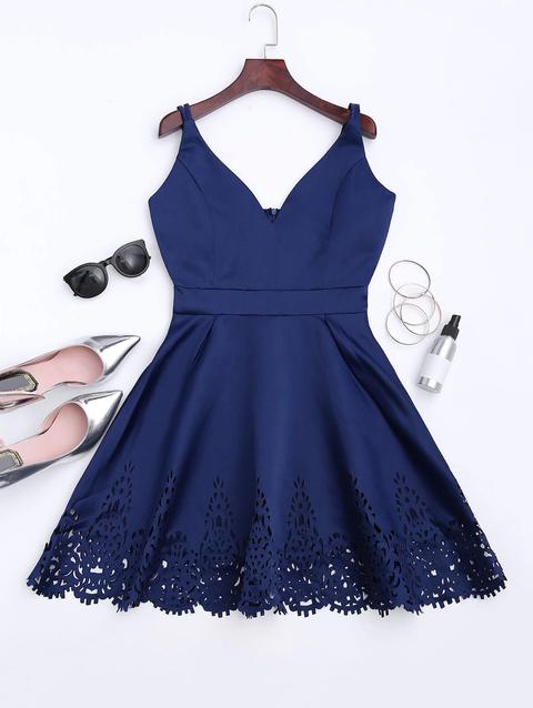 Hollow Out Strappy Flare Dress