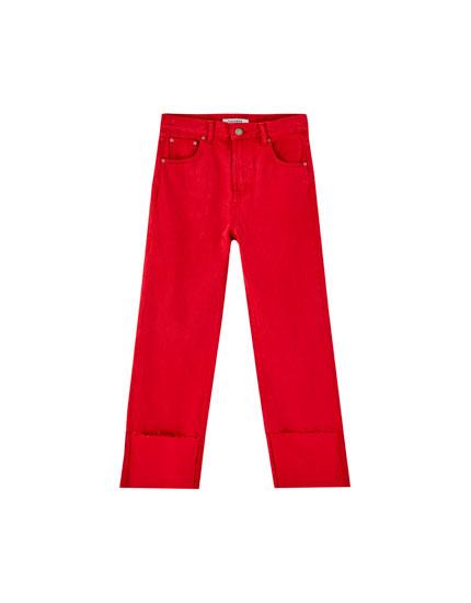 Pantalón Rojo Vuelta Bajo