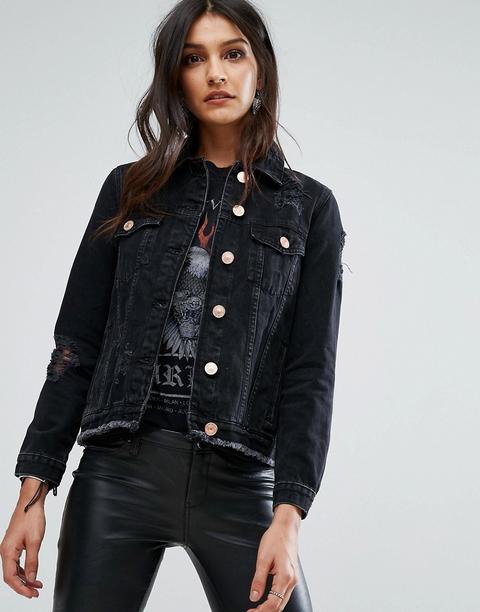 River Island Distressed Boyfriend Denim Jacket