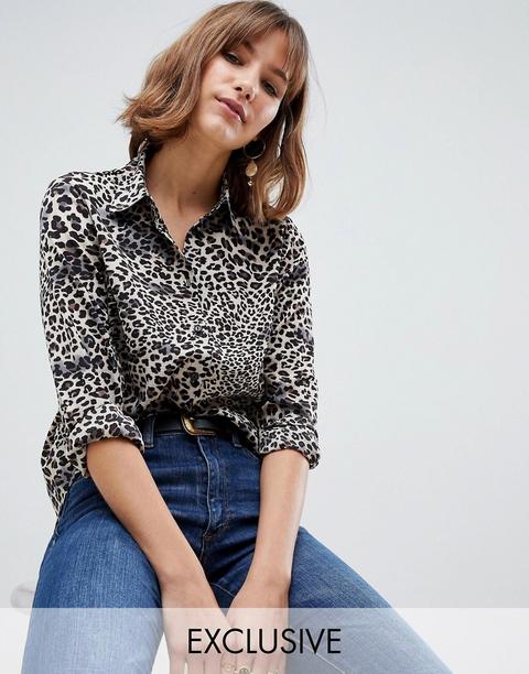 Blusa Holgada Con Estampado De Leopardo De Glamorous-marrón