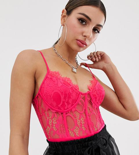 neon pink lace bodysuit