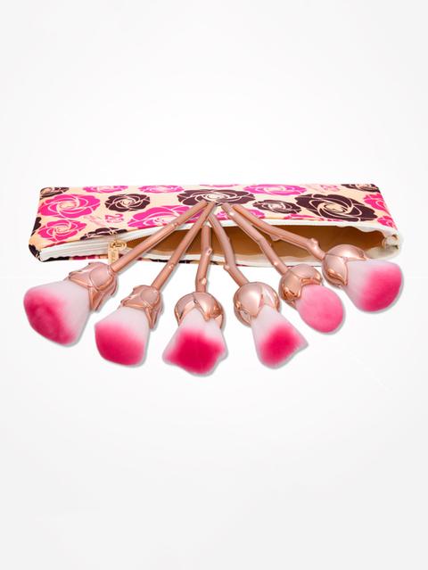 Rose Shaped Makeup Brush 6pcs With Bag