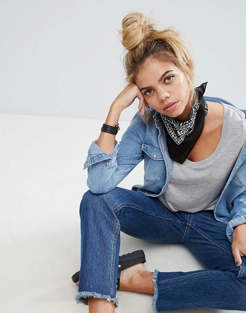 Asos - Fascia Per Capelli/foulard Con Stampa Effetto Bandana Decorativa - Nero