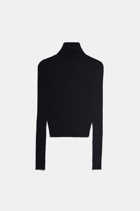 Ribbed High Neck Sweater Trf