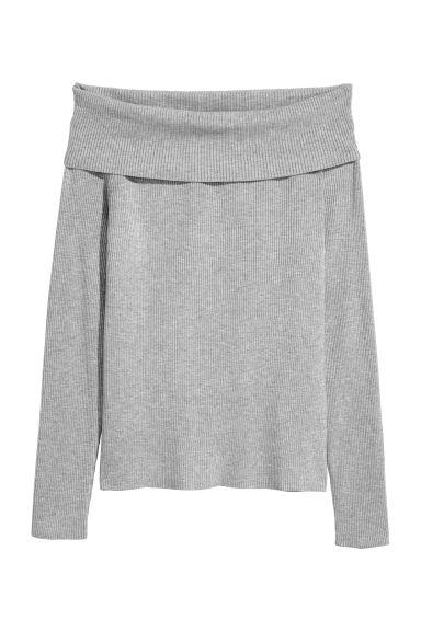 H & M - Jersey Hombro Descubierto - Gris