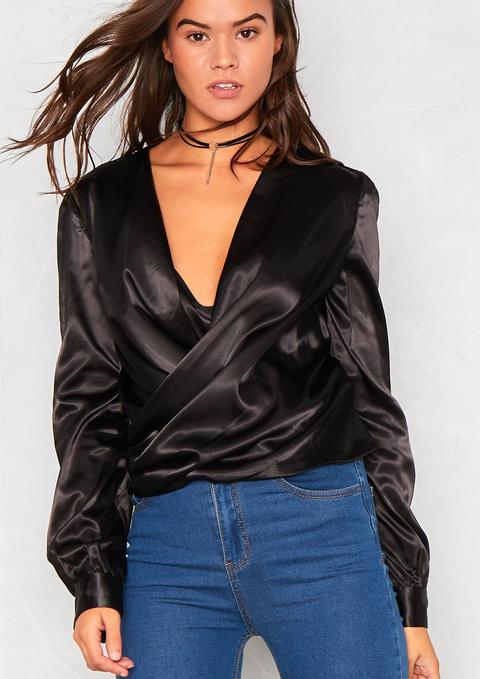 Trixie Black Silky Wrap Over Blouse