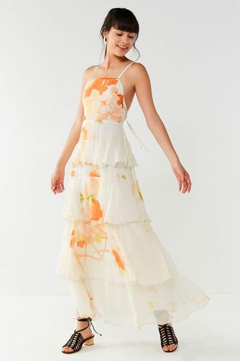 Uo Tally Tiered Floral Maxi Dress
